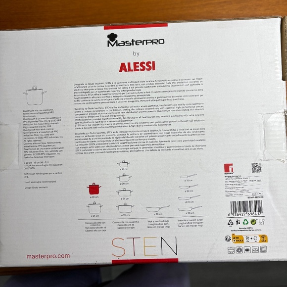 New in Box STEN Masterpro by Alessi 5.1 L High Casserole with Lid - Picture 8 of 11